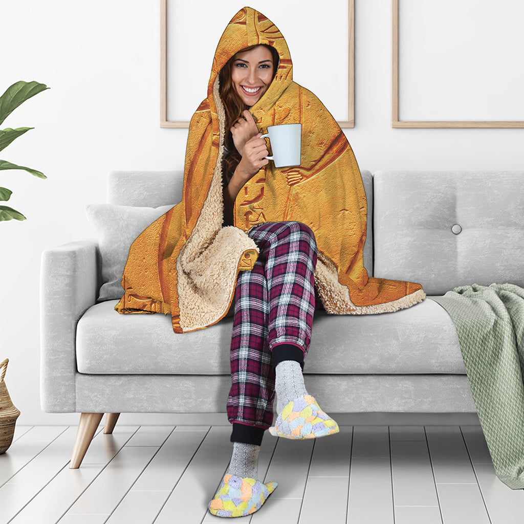 Ancient Egyptian Gods Print Hooded Blanket