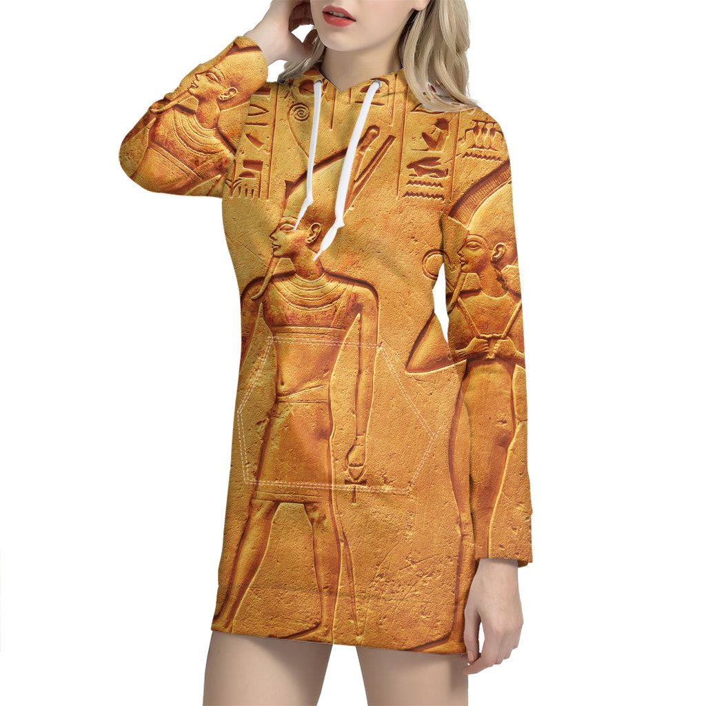 Ancient Egyptian Gods Print Hoodie Dress