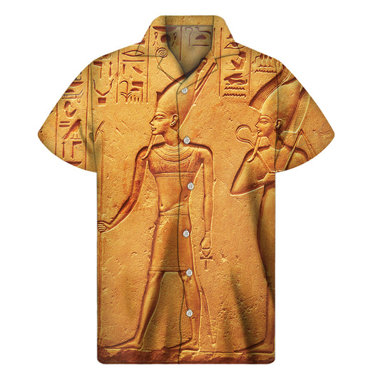 Ancient Egyptian Gods Print Men's Short Sleeve Shirt