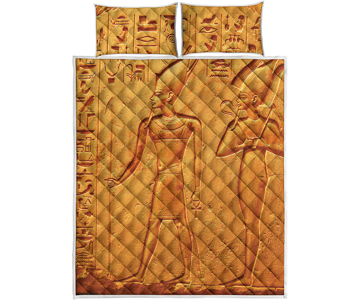 Ancient Egyptian Gods Print Quilt Bed Set