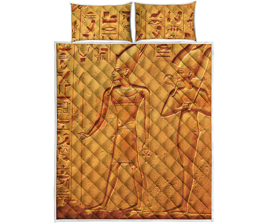 Ancient Egyptian Gods Print Quilt Bed Set