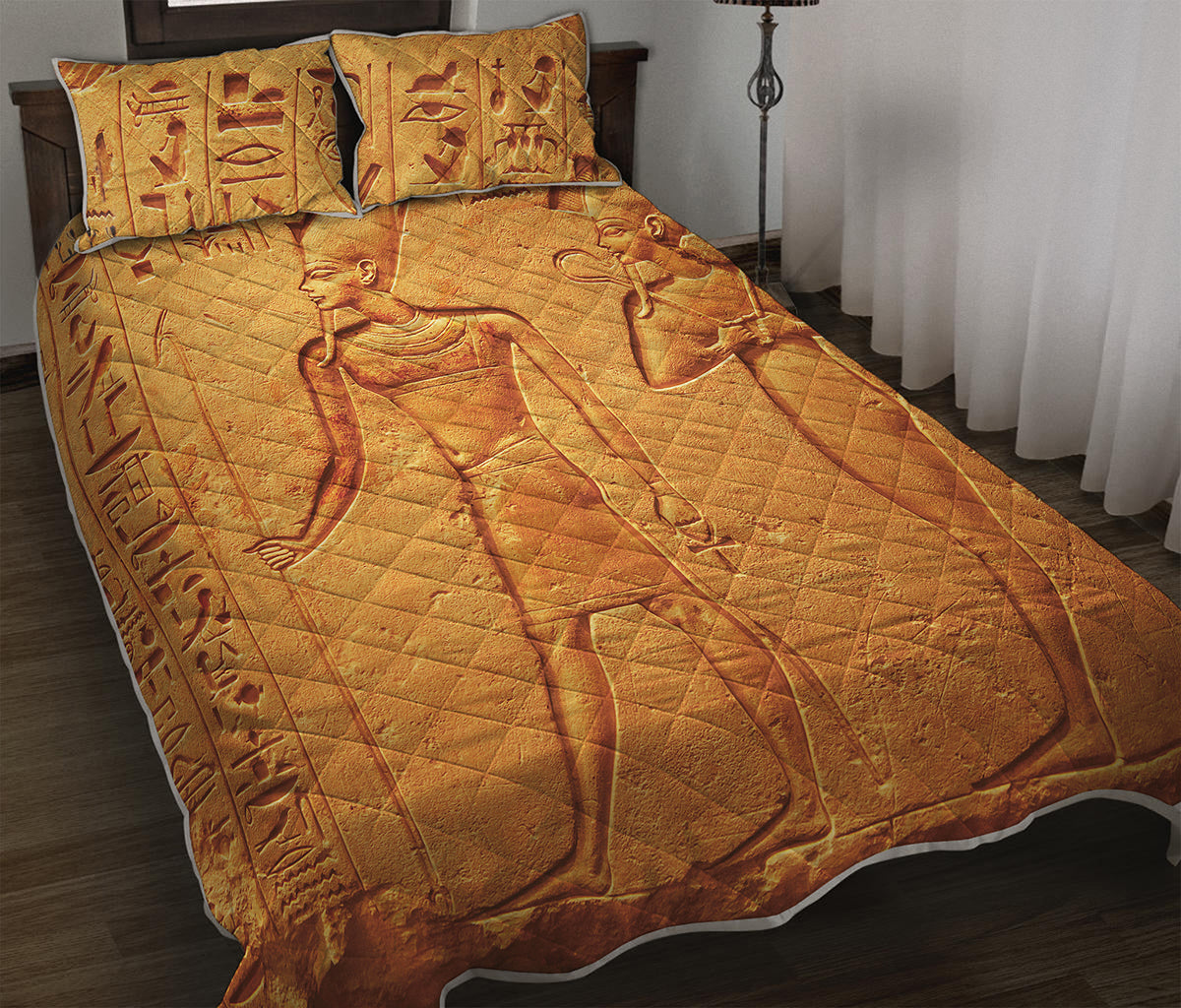 Ancient Egyptian Gods Print Quilt Bed Set