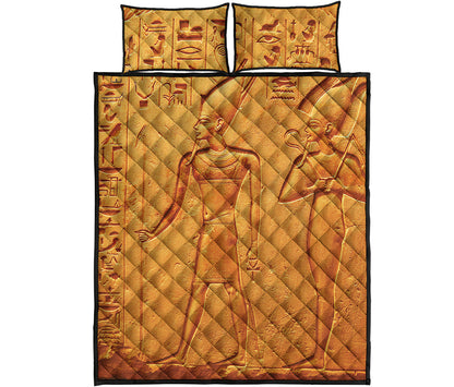 Ancient Egyptian Gods Print Quilt Bed Set