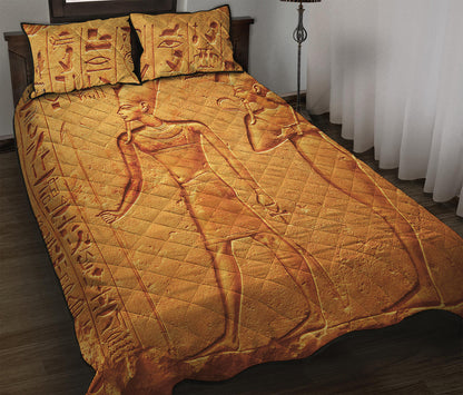 Ancient Egyptian Gods Print Quilt Bed Set