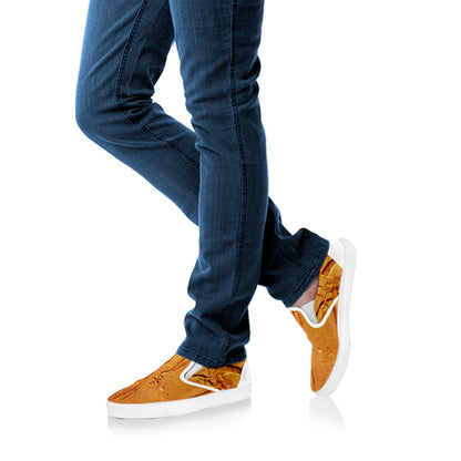 Ancient Egyptian Gods Print White Slip On Shoes