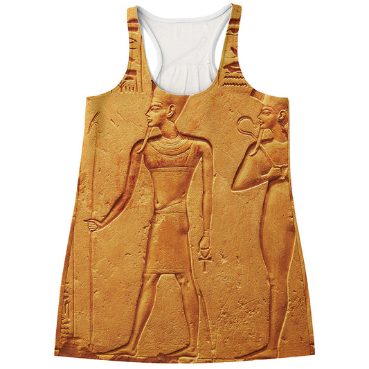 Ancient Egyptian Gods Print Women's Racerback Tank Top