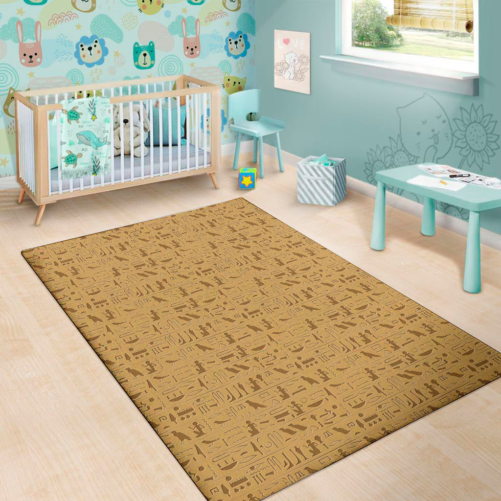Ancient Egyptian Hieroglyphs Print Area Rug