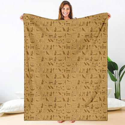 Ancient Egyptian Hieroglyphs Print Blanket