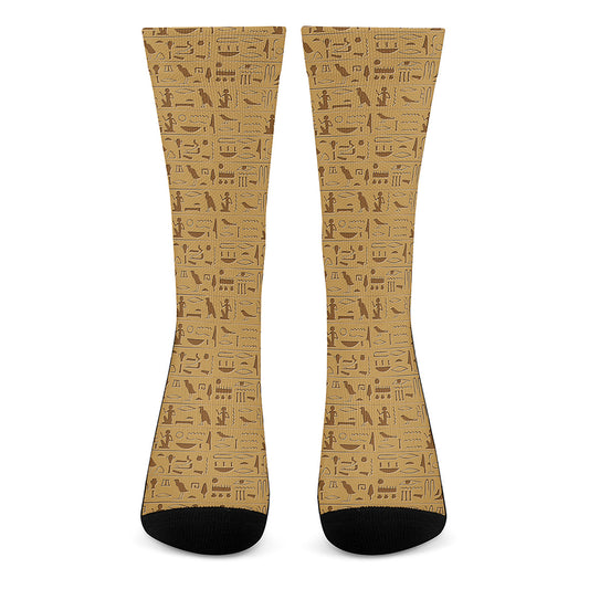 Ancient Egyptian Hieroglyphs Print Crew Socks