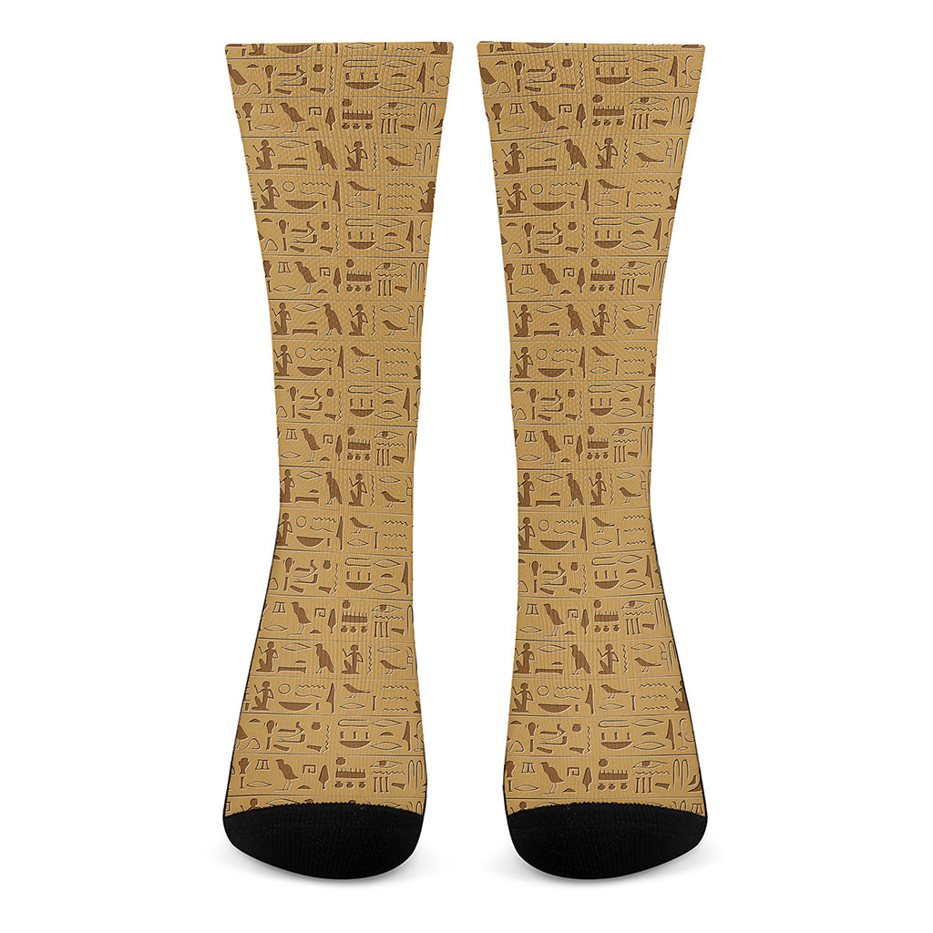 Ancient Egyptian Hieroglyphs Print Crew Socks