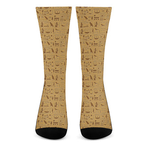 Ancient Egyptian Hieroglyphs Print Crew Socks