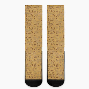 Ancient Egyptian Hieroglyphs Print Crew Socks