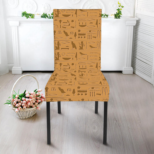 Ancient Egyptian Hieroglyphs Print Dining Chair Slipcover