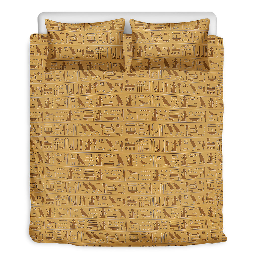 Ancient Egyptian Hieroglyphs Print Duvet Cover Bedding Set