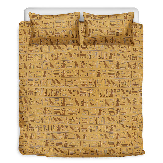Ancient Egyptian Hieroglyphs Print Duvet Cover Bedding Set