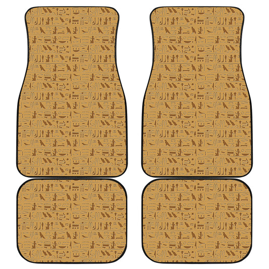 Ancient Egyptian Hieroglyphs Print Front and Back Car Floor Mats