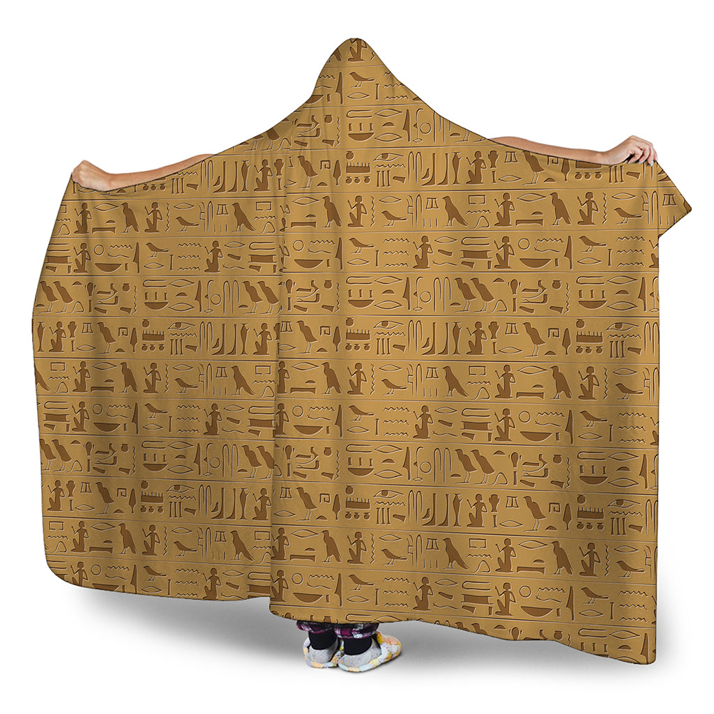 Ancient Egyptian Hieroglyphs Print Hooded Blanket