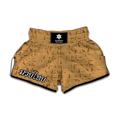 Ancient Egyptian Hieroglyphs Print Muay Thai Boxing Shorts