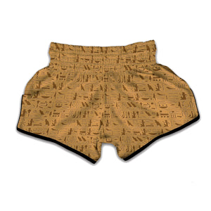 Ancient Egyptian Hieroglyphs Print Muay Thai Boxing Shorts