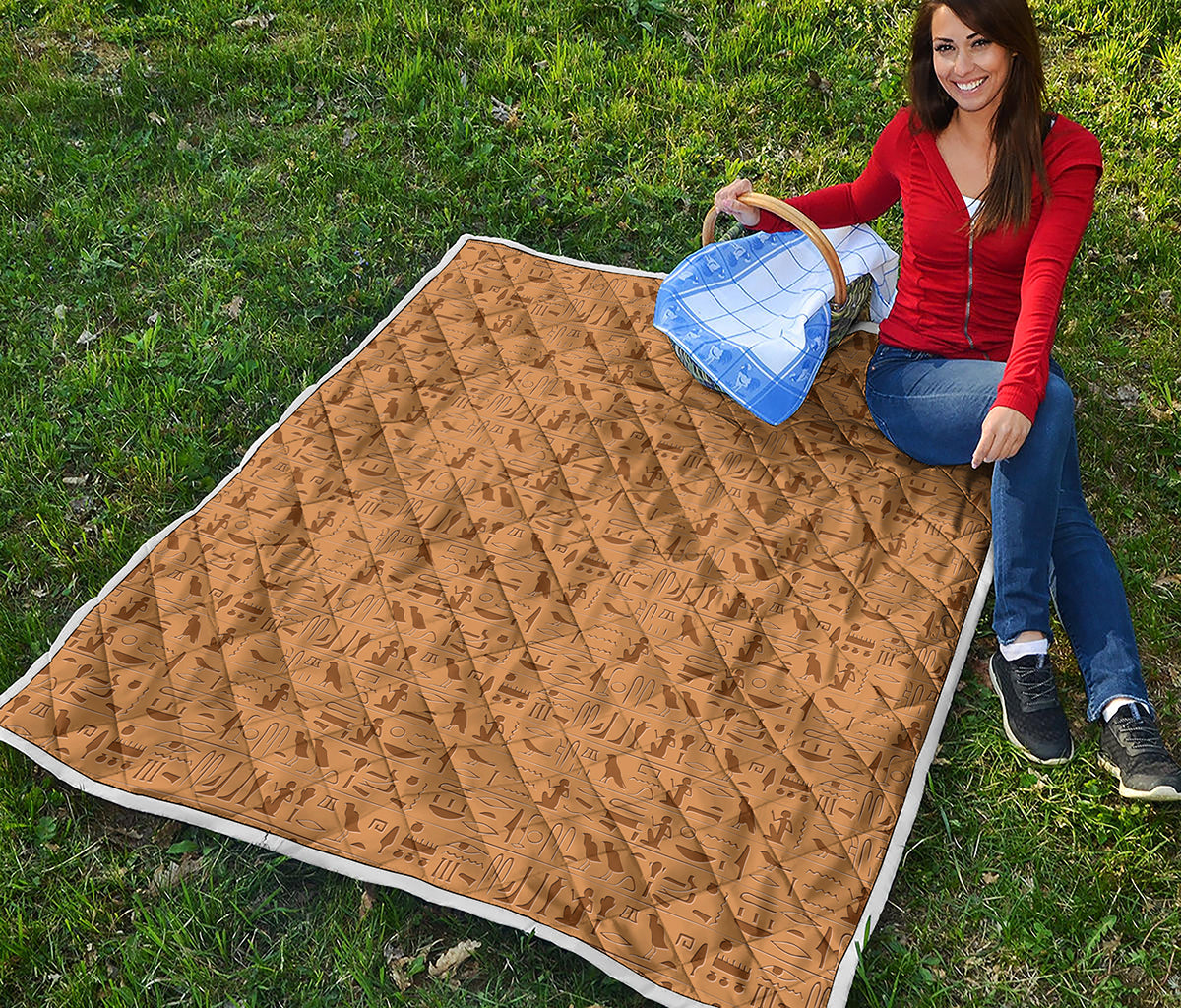 Ancient Egyptian Hieroglyphs Print Quilt
