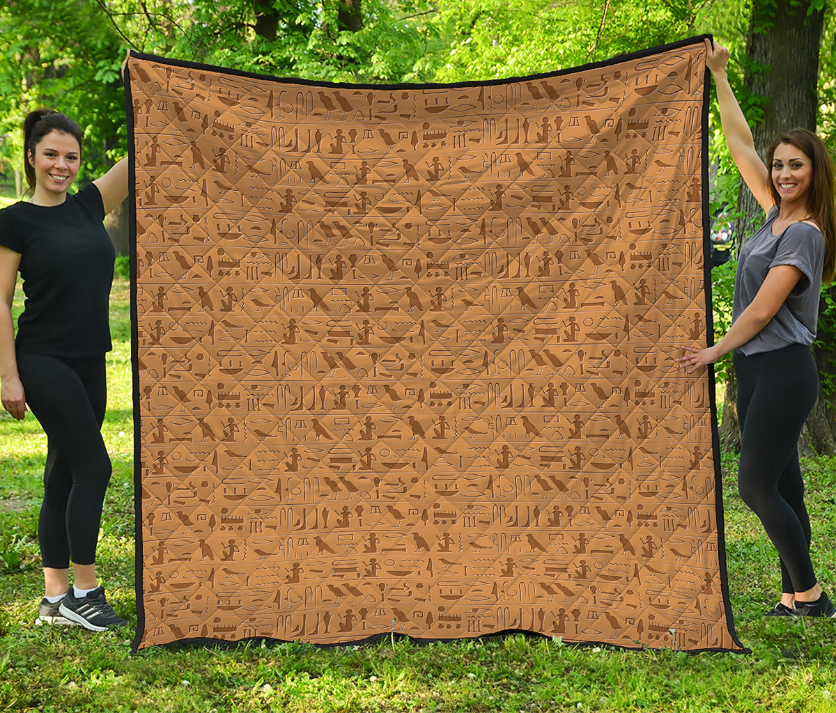 Ancient Egyptian Hieroglyphs Print Quilt