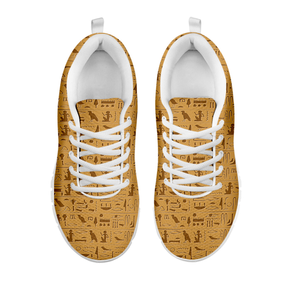 Ancient Egyptian Hieroglyphs Print White Sneakers