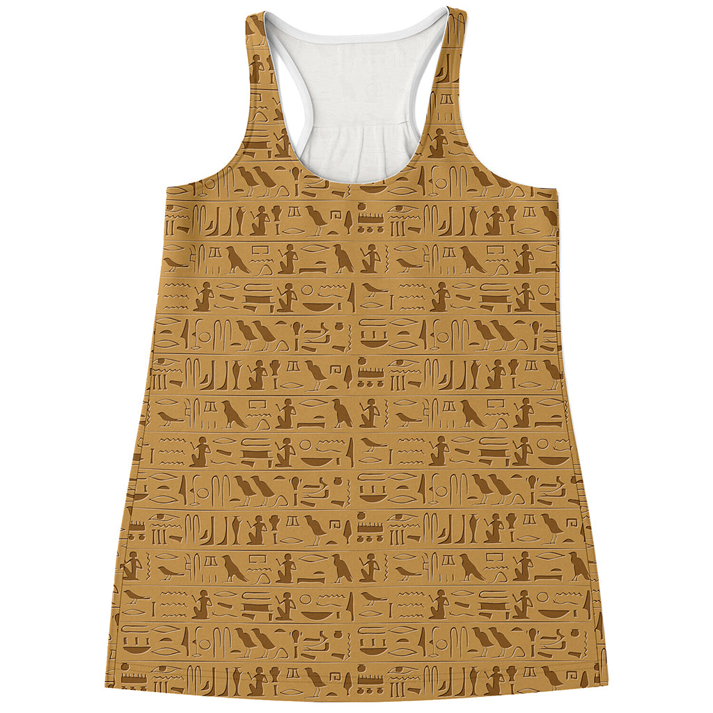 Ancient Egyptian Hieroglyphs Print Women's Racerback Tank Top
