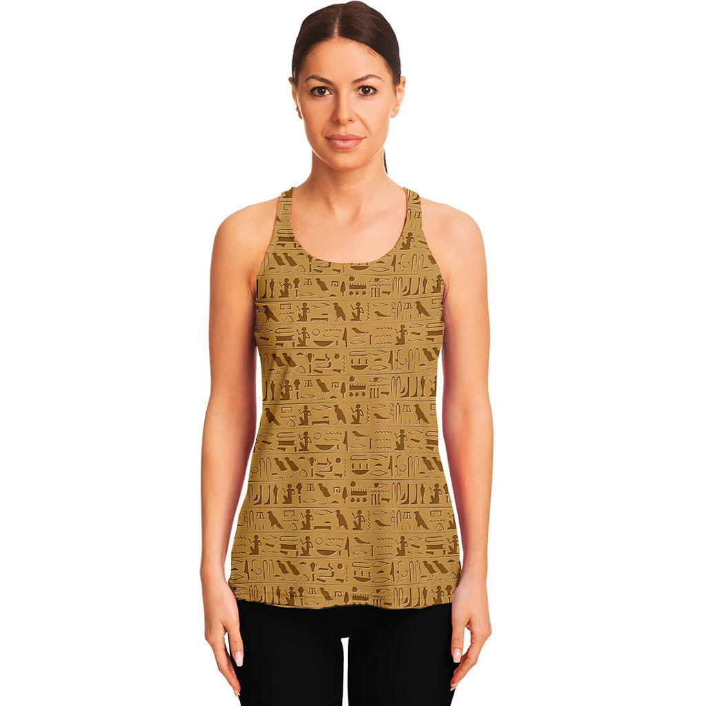 Ancient Egyptian Hieroglyphs Print Women's Racerback Tank Top