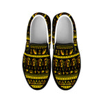 Ancient Egyptian Pattern Print Black Slip On Shoes