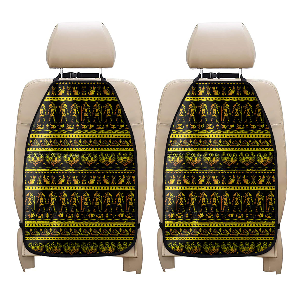 Ancient Egyptian Pattern Print Car Seat Organizers