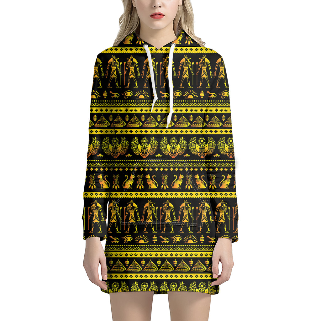 Ancient Egyptian Pattern Print Hoodie Dress