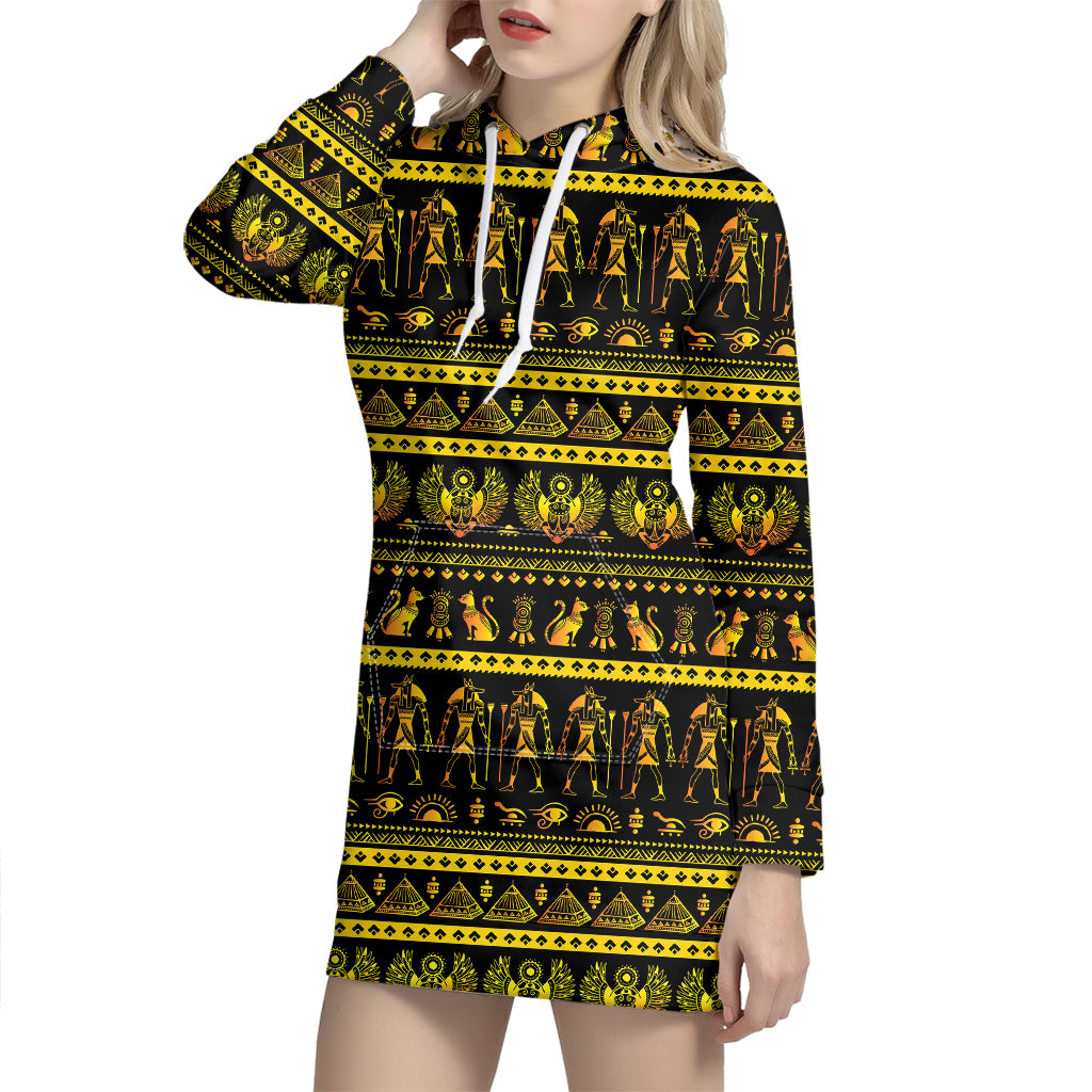 Ancient Egyptian Pattern Print Hoodie Dress