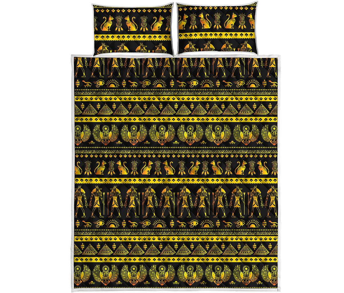 Ancient Egyptian Pattern Print Quilt Bed Set