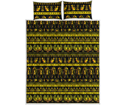 Ancient Egyptian Pattern Print Quilt Bed Set