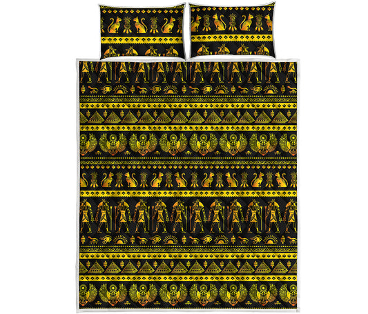 Ancient Egyptian Pattern Print Quilt Bed Set