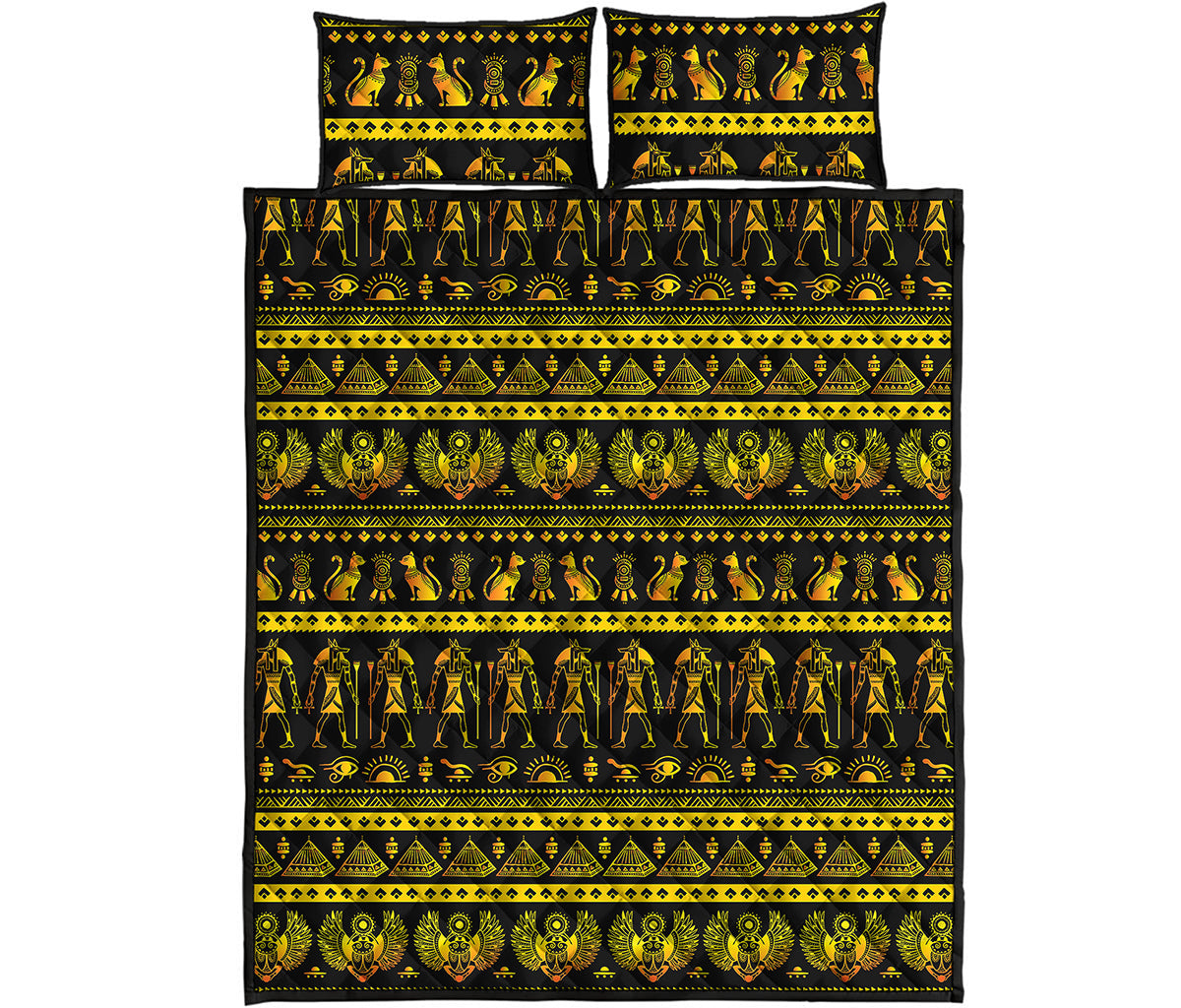 Ancient Egyptian Pattern Print Quilt Bed Set