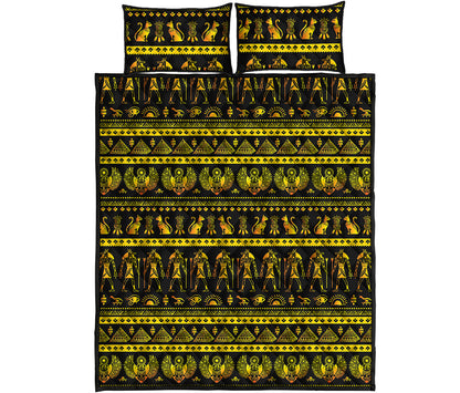 Ancient Egyptian Pattern Print Quilt Bed Set