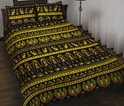 Ancient Egyptian Pattern Print Quilt Bed Set