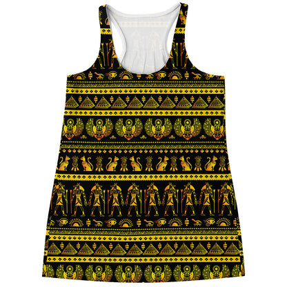 Ancient Egyptian Pattern Print Women's Racerback Tank Top