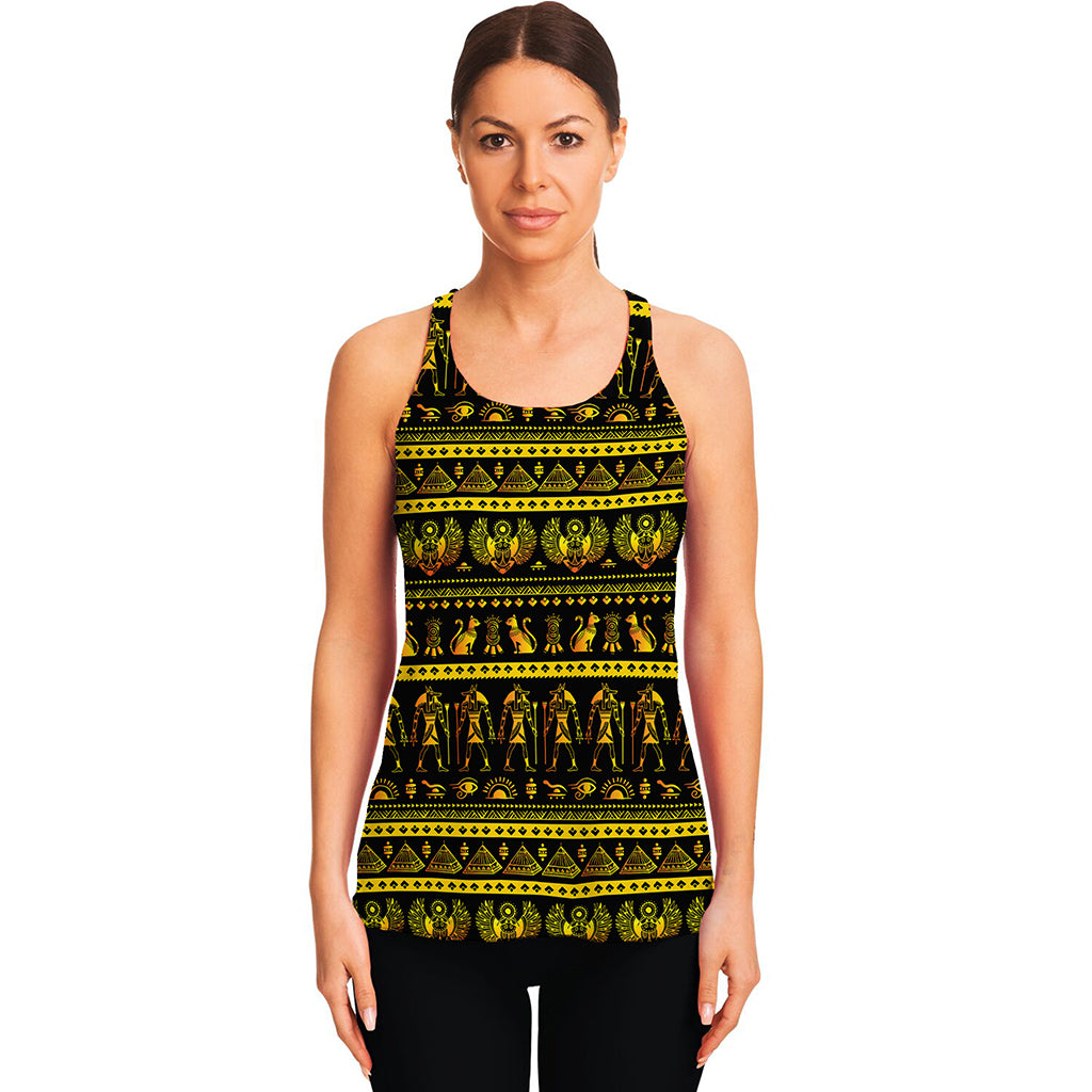 Ancient Egyptian Pattern Print Women's Racerback Tank Top