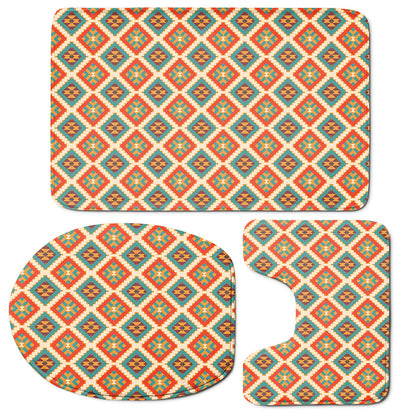 Ancient Geometric Navajo Print 3 Piece Bath Mat Set