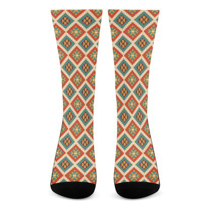 Ancient Geometric Navajo Print Crew Socks