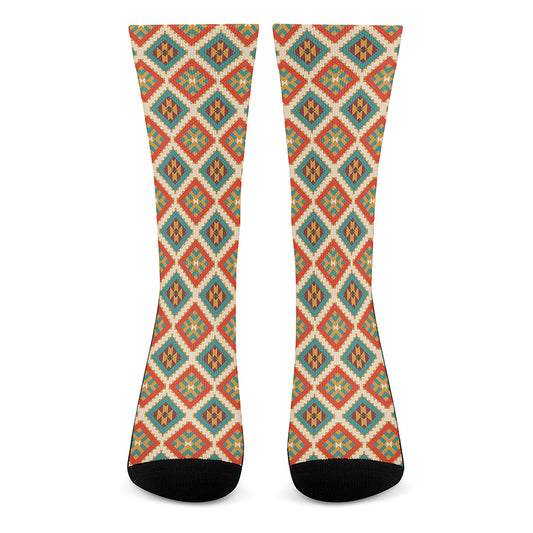 Ancient Geometric Navajo Print Crew Socks