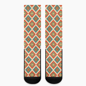 Ancient Geometric Navajo Print Crew Socks