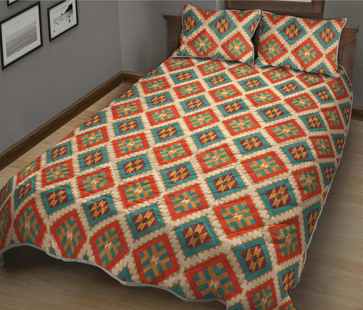 Ancient Geometric Navajo Print Quilt Bed Set