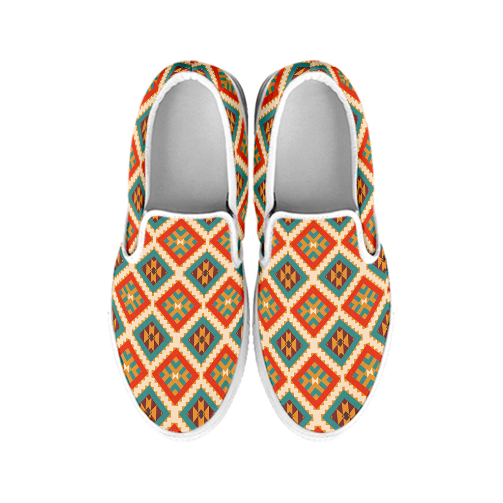 Ancient Geometric Pendleton Navajo Print White Slip On Shoes