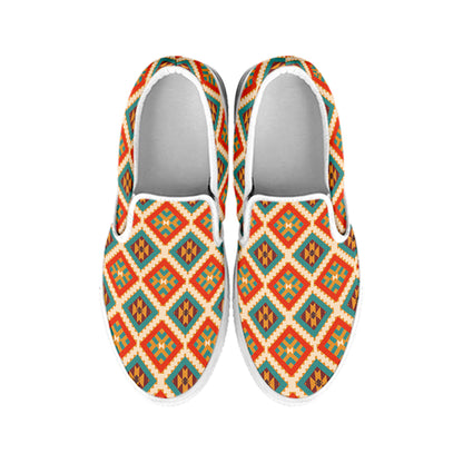 Ancient Geometric Pendleton Navajo Print White Slip On Shoes