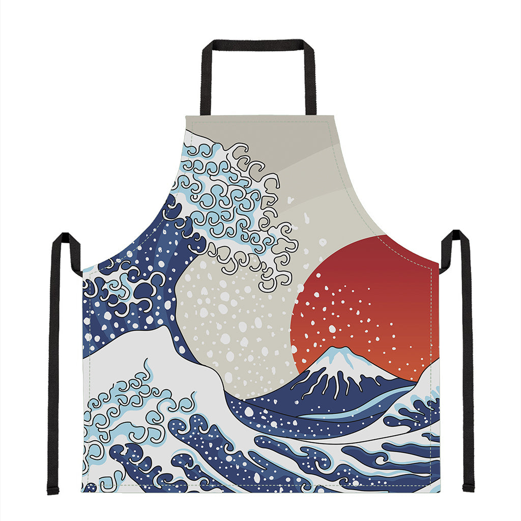 Ancient Great Japanese Wave Print Apron