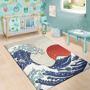 Ancient Great Japanese Wave Print Area Rug