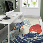 Ancient Great Japanese Wave Print Area Rug